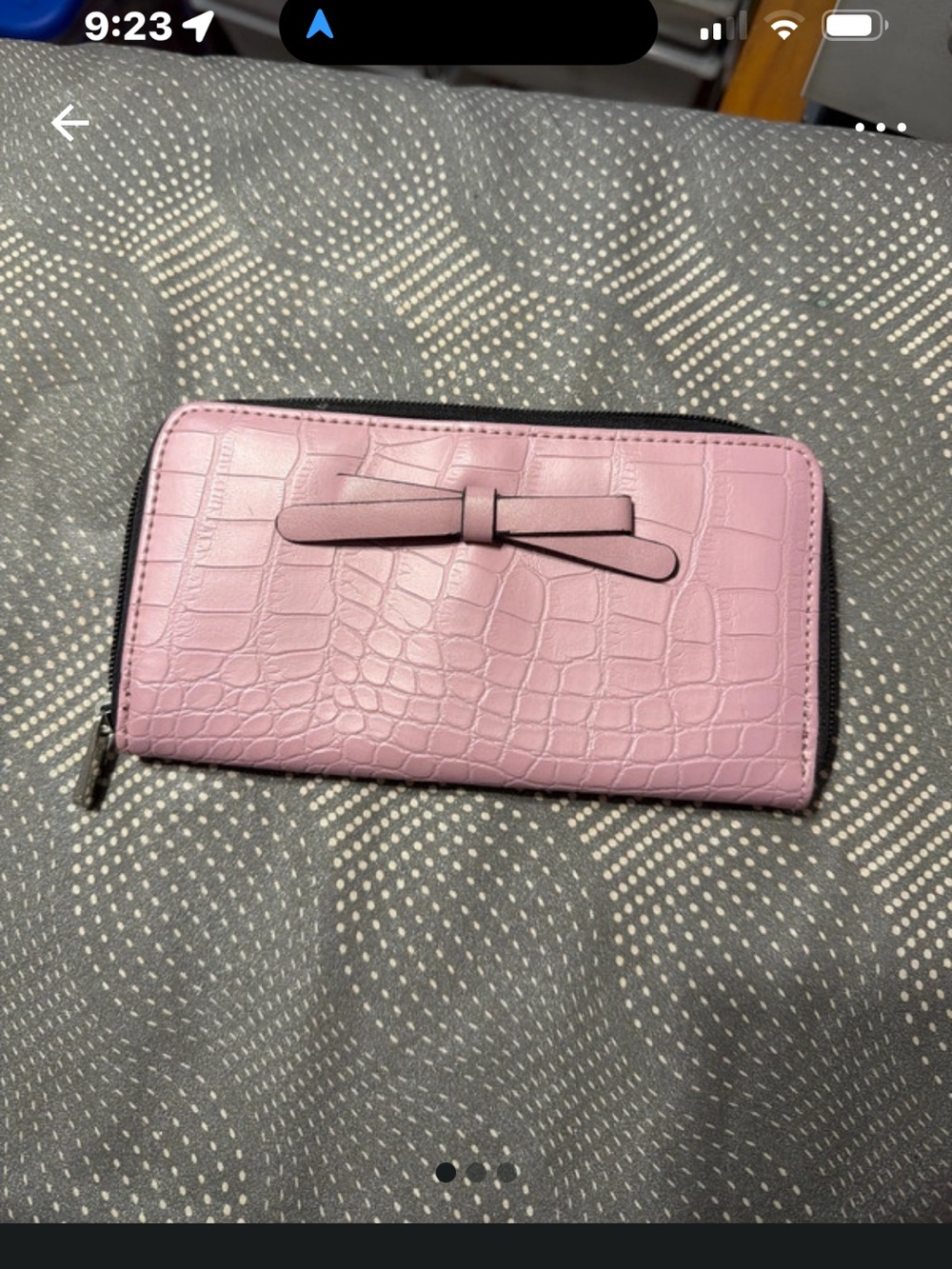 Primark Pink Croc-Embossed Zip Wallet with Bow Accent